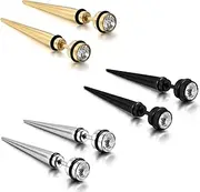 [Flongo] Men's Piercing Screw Stainless Steel Spike Faux Taper Stud Earrings, 2PCS, Valentine Christmas Spike Earrings for Men,Women Spike Stud Earrings