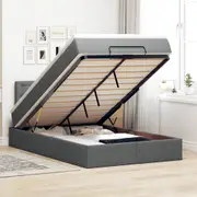 vidaXL Ottoman Bed with Mattress Dark Grey King Single Fabric