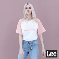 在飛比找樂天市場購物網優惠-Lee 立體HD Lee撞色圓領短袖T恤 女款 粉色