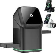 Subsistenceed 3-in-1 Wireless Charger-Wireless Multi-Device Charging Touch Pop-Up Charging, 15W Qi2 Magnetic Fast Charger Stand Auto Rotation for Apple Watch, for iPhone Series, AirPods (Black)