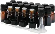 Wresty 20 Pack Glass Essential Oil Bottles 5ml Perfume Sample Bottles Glass Vials Cosmetic Containers Refillable DIY Glass Bottle With Rifice Reducer Dropper (amber)