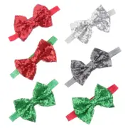 6 Pcs Sequin Bow Headdress Child Baby Bowknot Headbands Christmas