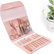DAWNTREES Nail Clippers Set 16 in 1 Manicure Set Stainless Steel Professional Pedicure Set,women's nail clippers,Rose gold Nail Scissors,Nail File, Nose Hair Scissors,Eyebrow Razor.