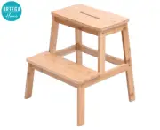 Bamboo Stool 2-Step Ladder Portable Steeping Chair Home Kitchen Natural Brown AU