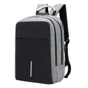 Men Boys Backpack Rucksack With USB Port Headphone Hole Travel Hiking School Bag GRAY COLOR