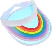 [GAROZATION] Sun Visor Hat for Women Transparent Rainbow Sun Protection Beach Hat for Outdoor Sports Lightweight Stylish UV Shielding Accessory