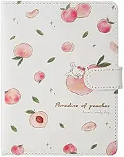 Notebooks Pink Peach Diary Cute Plan Book Student with PU Cover Magnetic Agenda Color Inner Page Diary Stationery Notebook1PC Paper (Color : Peach Rabbit, Size : Large 130x172mm)