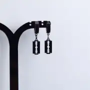 Razor Blade Shape Dangle Drop Earrings for Men Women Streetwear Unisex Hip Hop