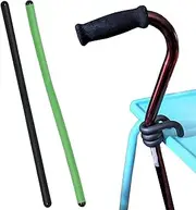 BTREEFLO Cane Holder for Walker, 2 Pack Walking Stick Holder Creative DIY Crutches & Cane Accessories Reacher Grabber Holder Foldable Flexible Hook (Green-Black)