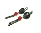 Mariana Earrings Timeless Blacks & Reds Swarovski Crystals Vintage Lace Parad...