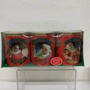 Vintage 1998 Coca Cola 3 Gift Gourmet Popcorn Tin Cans Empty Santa Christmas