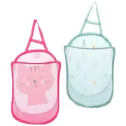 2pcs Folding Laundry Hanging Basket Collapsible Baskets Mesh Laundry Hamper B...