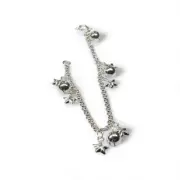 Handmade 925 Sterling Silver Bracelet with Star Charms and Bells