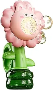 Bubble Machine for Kids, Battery Operated Bubble Maker, Shake Head Flower Design, Secure Bubbles Fun, Portable Interactive Toy with Colorful Lights, Fun Backyard Games for Boys and Girls, 15x12x10cm