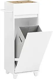 SoBuy White Bathroom Laundry Storage Cabinet with Basket BZR159-W