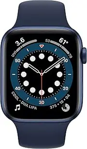 Apple Watch Series 6 (GPS, 44MM) - Blue Aluminium Case with Black Sport Band (Renewed)