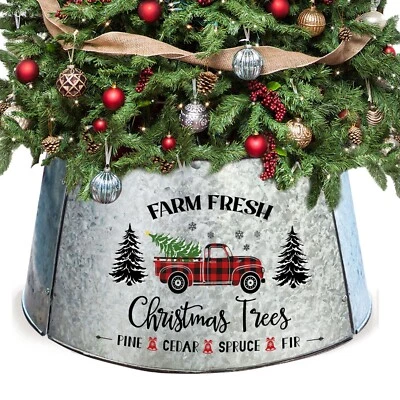 Metal Christmas Tree Collar,Christmas Tree Ring 21 Inch Diameter Base, Galvan...