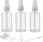 2oz Clear Glass Spray Bottles for Essential Oils, Small Spray Bottle with Plastic Sprayer - Set of 3