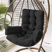 CAMBOS Egg Chair Cushion, Thicken Hammock Chair Cushion, Swing Hanging Basket Chair Cushion for Garden Outdoor Indoor Patio (Only Cushion)(Color:Black)