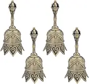 4 Pieces Brass Bell Clapper - Tibetan Meditation Bells - Hand Bells for Seniors Bedside, School, Church, Hotel, Christmas and Wedding Service