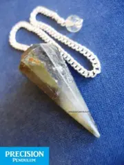 Solid Labradorite 12-Faceted Precision Pendulum with Chain Crystal Gemstone