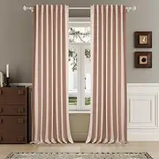 120 Inch Extra Long Linen Baby Pink Curtains Floor to Ceiling for Sliding Glass Doors 2 Panels, Flax Linen 100% Blackout Elegant Boho Thermal Curtains for Large Windows 10 FT Drapes,50 x 120 Inch