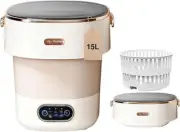 Portable Washing Machine,Mini Washer 15L Upgraded With Spin 15L, Khaki