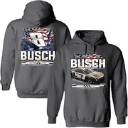 Checkered Flag Sports Kyle Busch 2025 Rebel Patriotic 2-Spot Hoodie Outerwear Sweatshirt Gray