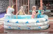 3-Layer Kids Inflatable Pool Thickened Family Baby Pool with Pony Spray Toys Rectangular Shaped for Outdoor Backyard Beach Includes Patches Thickened Support(3m/10ft)