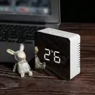 Table Top Bedroom Square LED Mirror Alarm Clock Digital Temperature Display