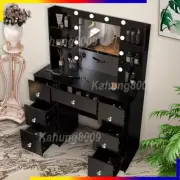 AU Dressing Table Dresser Makeup Desk + Mirror LED Bulbs Lighted Vanity Desk
