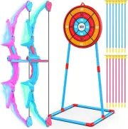 2 Pack of Kids Bow and Arrow Set, Light up Archery Toy Set with 14 Suction Cup A