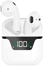 Wireless Earbuds, Bluetooth 5.3 Headphones Bass Stereo, Ear Buds with Noise Cancelling Mic LED Display, in Ear Earphones, for Laptop Pad Phones Sports Workout