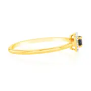9ct Yellow Gold 3.0mm Sapphire Ring in 14 Diamonds, Q
