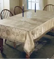 New Prestige Damask Design Presentation Tablecloth 54x72 beige/gold Rectangle