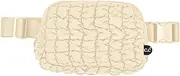 [Funky Junque] Crossbody Bags for Women Adjustable Belt Strap Fanny Pack Sling Waist Purse Travel Essentials Beach Gym, Quilted Puffer - Beige, One Size