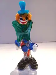Vintage MURANO Hand Blown Glass Clown Figure Italy 10"