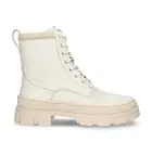 White vegan boots women with zipper and laces collar padded apple skin ridged