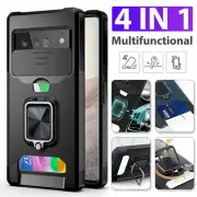 4 in 1 For Google Pixel 9 Pro XL 9A 8 7 Case Shockproof Wallet Kickstand Cover