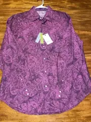 New Robert Graham ANDRETTI $188 Dark Pink Paisley Shirt XL With Tags