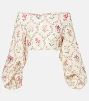 [Agua by Agua Bendita] Agua by Agua Bendita Floral linen top UK 6 multicoloured