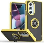 Compatible with Motorola Edge 30 Pro/Edge X30 Bracket Phone Case,Compatible with Motorola Edge Plus 2022 / Edge Plus 5G UW 2022 [Car Mount Magnetic Stand] [PC+TPU] Anti-Drop Yellow