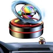Solar Car Air Freshener, 2.5inch Rotating Solar Car Diffuser with 6 Aroma, Dashboard Aromatherapy Air Purifier for Car Vehicle Home Office Decor(Black)