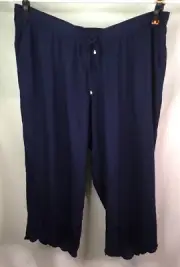 AUTOGRAPH NAVY BLUE EMBROIDERED LACE HEM PANTS SIZE 26 COMFORTABLE NEW RRP$110