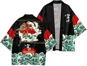 [WaiYeeHei] Men's 3/4 Wide Sleeve Kimono Yukata Tops Shirts for Women Unisex Haori Coat Jacket Oriental Style Loose Retro