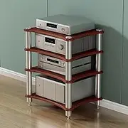 85cm High Amplifier Rack Shelf/Audio-Video Shelving, Heavy Duty Audio Component Rack, Display Record Player Stereo Receiver,Teak