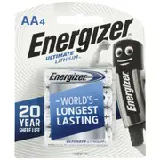 Energizer Ultimate Lithium AA Batteries Battery Power 20 Years Shelf Life 4 Pack