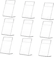CHILDWEET 9pcs Acrylic Tag Cards Sign Brochure Display Stand Advertisement Paper Mini Easel Stand Tabletop Holder L Shape Acrylic Sign Glass Photo Frames Table Sign Office Shelf Heavy