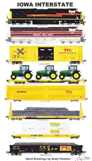 Iowa Interstate TTX Freight Train 11"x17" Poster by Andy Fletcher signed
