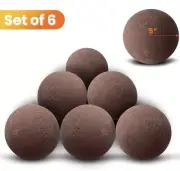 Ceramic Fireplace Balls, 5” Set of 6 for Indoor/Outdoor Fire (Reddish Brown)